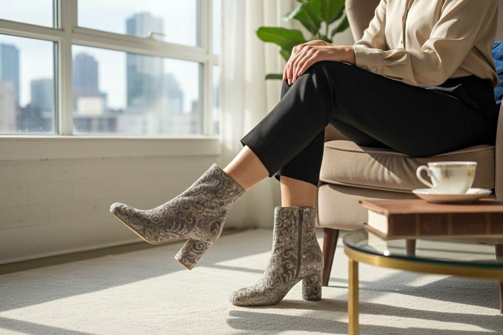 Marc Fisher LTD Galella Sequin Floral Velvet Booties 9